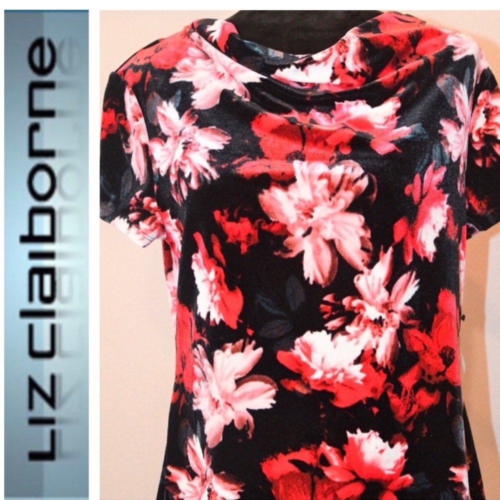Liz Claiborne Career Petite Floral Velvet Blouse